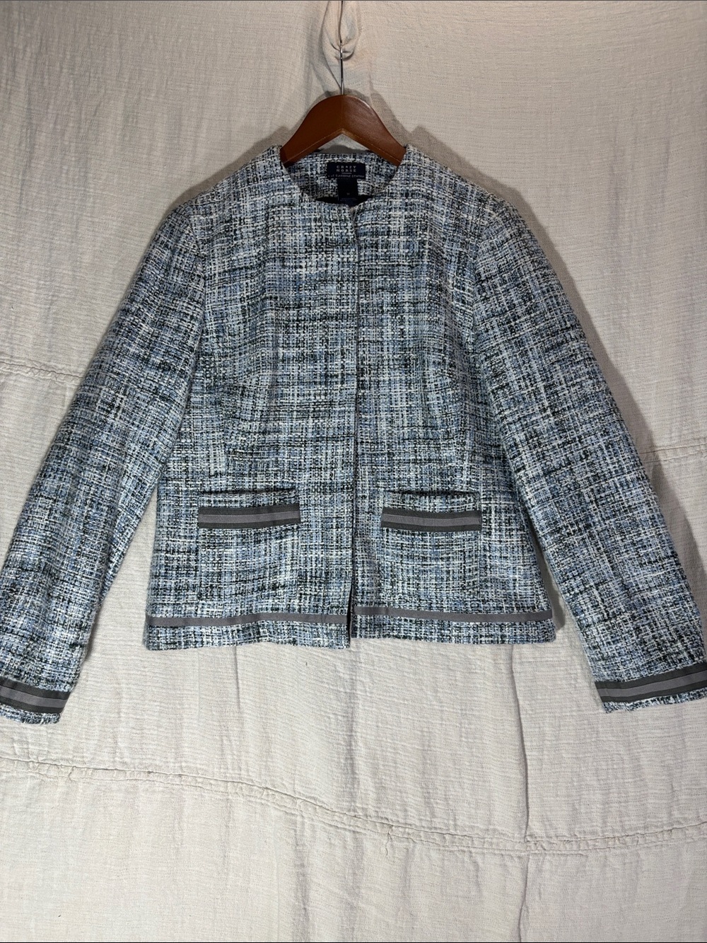 Vintage Crazy Horse Liz Claiborne Tweed Lady Jacket Blazer Size M EUC